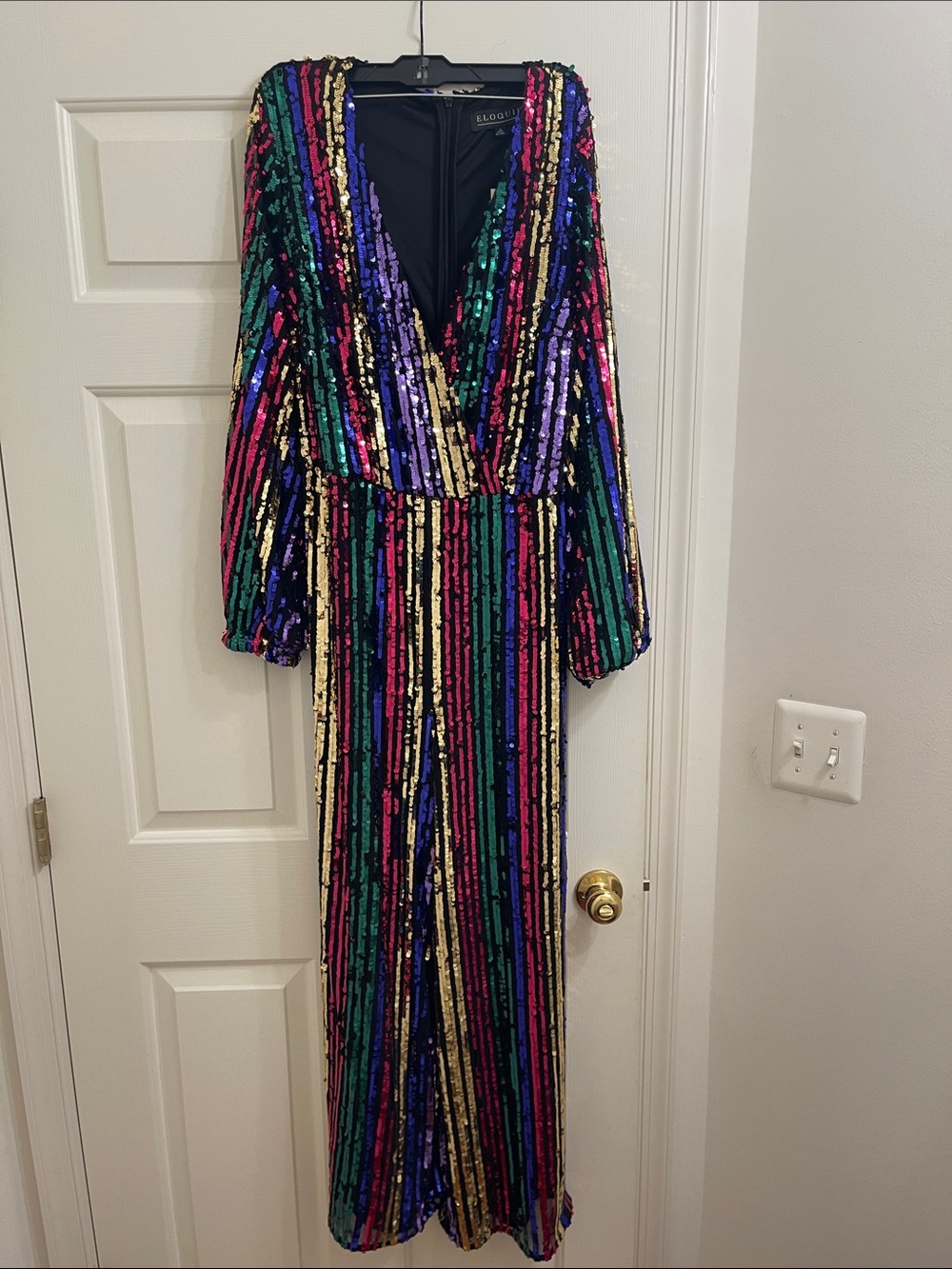 Eloquii Multicolor Sequin Striped Jumpsuit